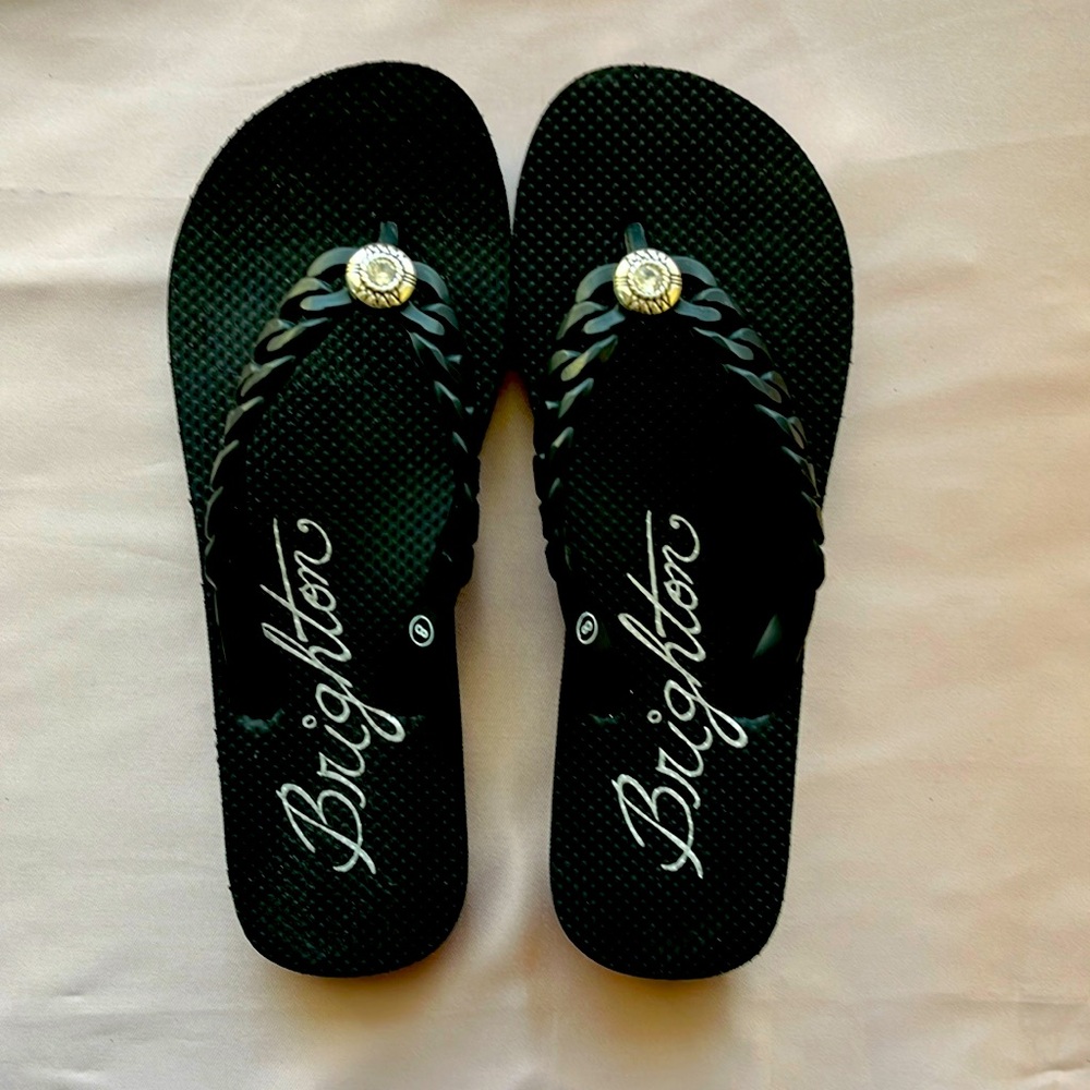 Brighton Rubber Crystal Embellishments Flip Flops
